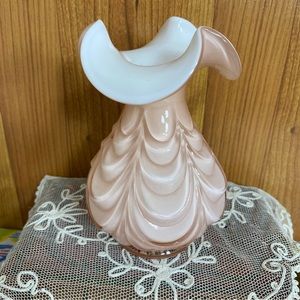 Fenton Pink Drape Overlay Vase